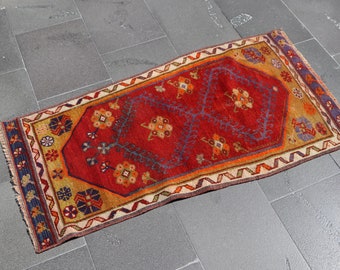 Anatolian rug, Bohemian rug, Handmade rug, 2 x 4.1 ft Turkish rug, Vintage rug, Small area rug, Decorative rug, Doormat rug, SRD2226