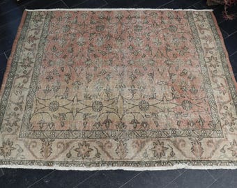 Flowered Boho Rug, Vintage Rug, Handmade Rug 5.1 x 4 Bohemian Rug, Turkish Old Rug, Ethnic Rug, FREE SHIPPING Turkish Rug, Floor Rug No 1081