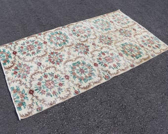 Turkish area rug, Oushak rug, Vintage rug, Handmade wool rug,  Organic rug, Kitchen rug, Bedroom decor rug, Home decor 3.7 x 6.7 ft SRD2268