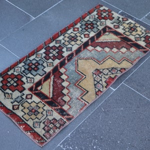 Alfombra de felpudo, alfombra vintage turca, alfombra pequeña, decoración del hogar Boho, alfombra de baño, alfombra de baño, alfombra Boho, alfombra de puerta delantera 1,3 x 2,8 pies, SR11113
