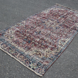 Oriental area rug, Vintage rug, Oushak rug, Natural rug, Handmade rug 3.8 x 8.1 ft, Boho rug, Bedroom rug, Livingroom rug, Carpet, SRD0050