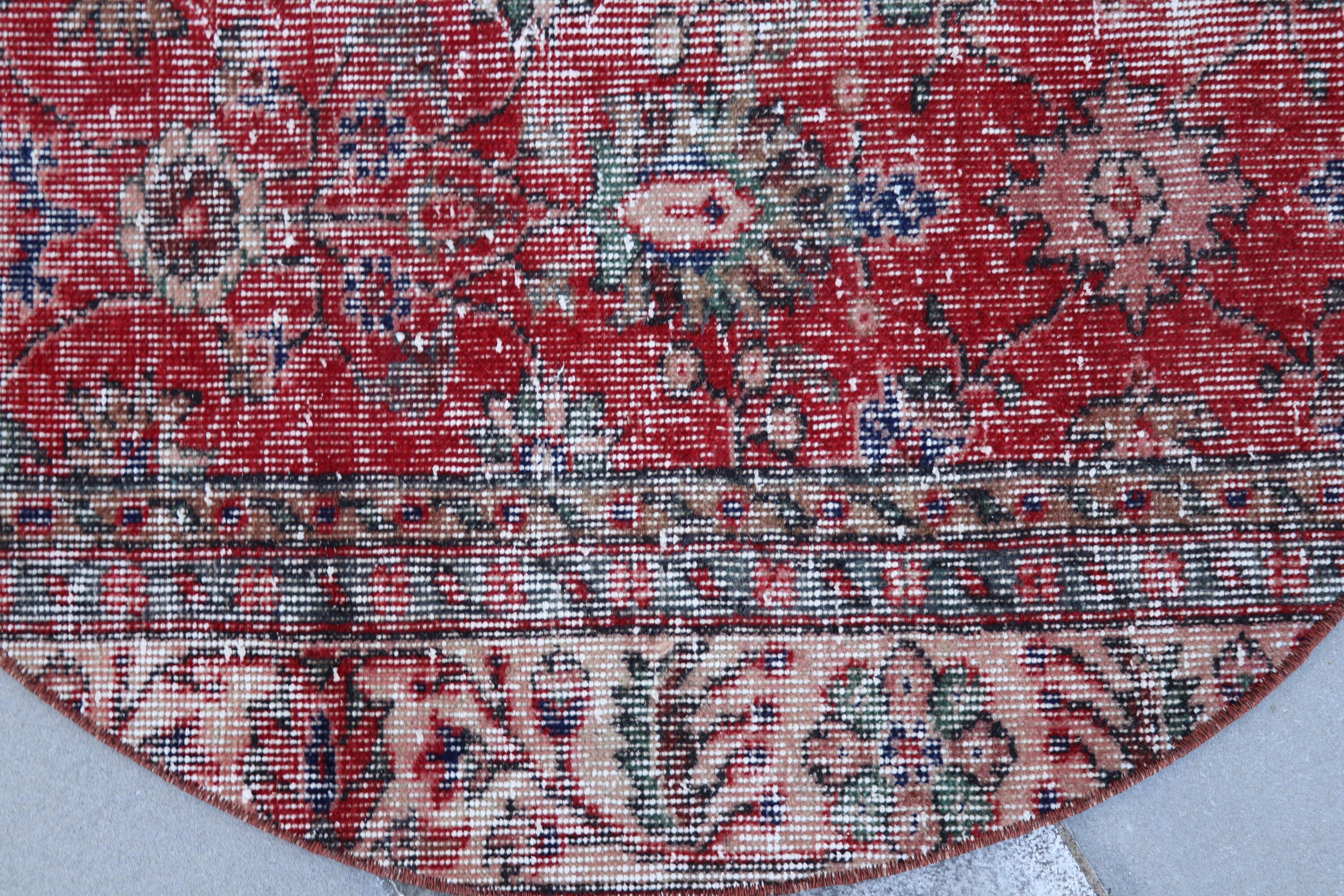 Vintage Red Rug Small Area Rug Turkish Rug Round Oriental Etsy