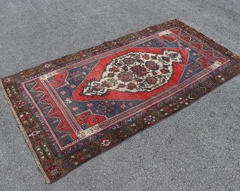 Vintage area rug, Kitchen rug, Handmade area rug, Turkish rug  3.8 x 7.5 ft Area rug, 0rganic wool rug, Bedroom area rug, Carpet SRD2269