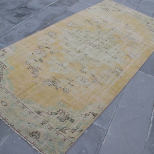 Turkish rug, Vintage rug, Wool rug,Handmade rug,  4.1 x 9.2 ft Oushak rug, Boho decor rug,  Oriental rug, Anatolian rug, Carpet SR10175