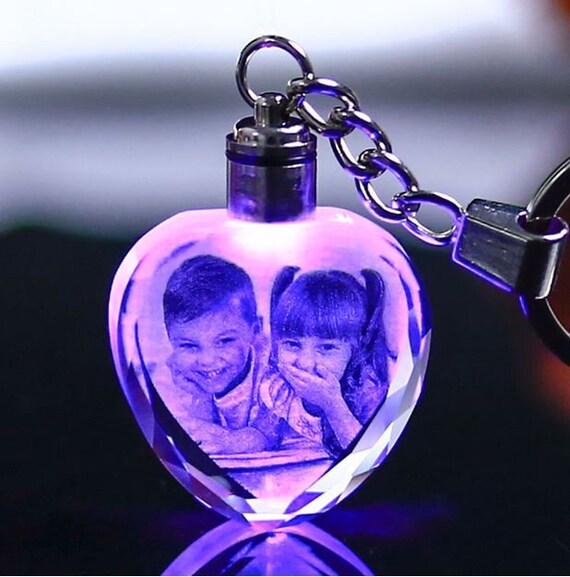 Customized Crystal Keychain Heart Led Lighting Laser Engraved Etsy Customized Crystal Keychain Heart Led Lighting Laser Engraved Etsy