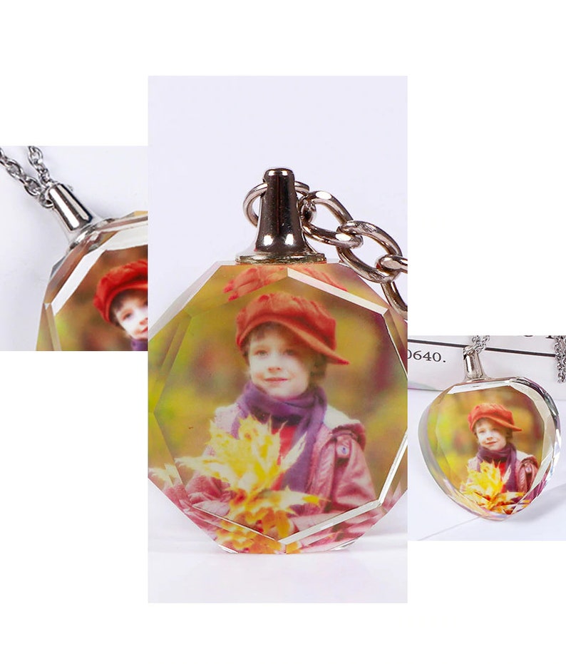 Customized Crystal Keychain Heart or Octagonglass Ornaments Etsy