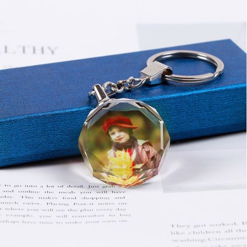 Customized Crystal Keychain Heart or Octagonglass Ornaments Etsy