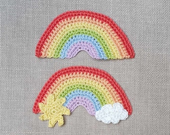 Regenbogen Applikation pastell, Häkelapplikation Aufnäher für Kinder