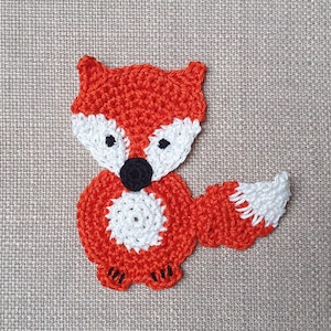 applicazione di volpe all'uncinetto per bambini, applicazione di volpe all'uncinetto da cucire