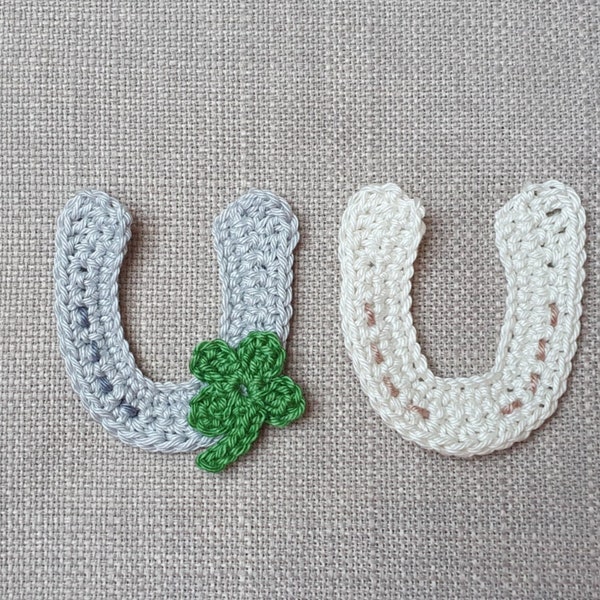 Horseshoe with or without shamrock crochet application - A handmade lucky charm to sew on