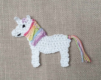 Small unicorn patch, crochet applique, applique for children
