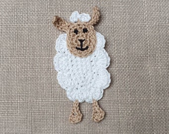 Häkelapplikation Schaf zum aufnähen, Lamm Applikation für Kinder
