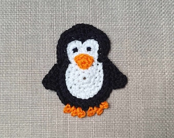 Penguin crochet appliqué – perfect for winter DIY projects and children's clothing