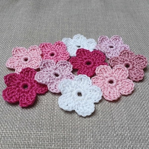 5 flowers crochet flowers scatter parts color choice, crocheted flowers, choose colors