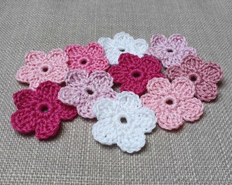 5 flowers crochet flowers scatter parts color choice, crocheted flowers, choose colors