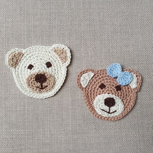Bear crochet applique, teddy bear polar bear applique for sewing on for children