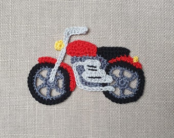 Motorcycle appliqué, crochet appliqué patch vehicle two-wheeler