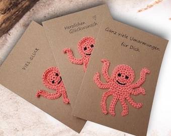 Karte mit Krake - Personalisierbare Glückwunschkarte mit Oktopus für einen lieben Menschen
