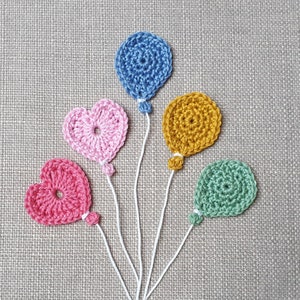 Palloncino all'uncinetto, applique patch applique a forma di cuore con palloncini all'uncinetto nel colore desiderato