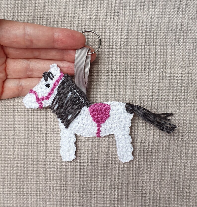 Handmade Horse Keychain and Bag Charm Gift for Horse Lovers and Equestrian Enthusiasts White