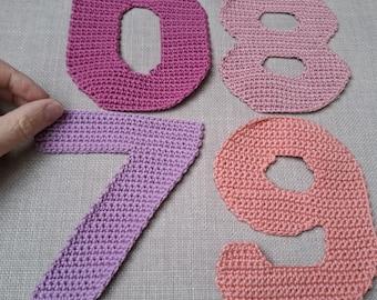 Large number 12 cm in desired color, appliqué as a birthday number for sewing on, crocheted digit
