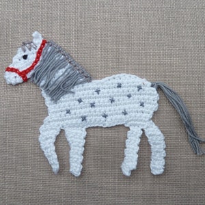 Horse mold applique to sew on, white pony for the school cone