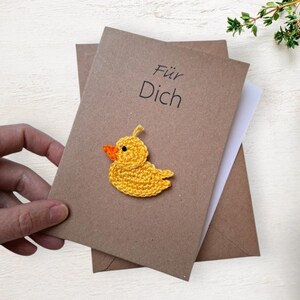 Gepersonaliseerde geboortekaart met afneembare eend, felicitatiekaart, verjaardagskaart, ideaal voor baby's, kinderen en eendfans