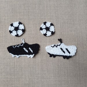 Fussball Applikation, Häkelapplikation Ball Sport Aufnäher für Kinder Schuh schwarz