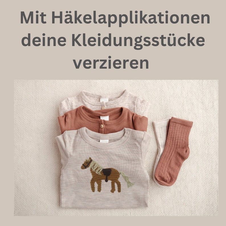 Pferd Häkelapplikation , Applikation Haflinger zum Aufnähen oder für die Schultüte Bild 7