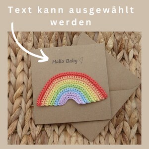 Regenbogen Karte mit gehäkeltem Aufnäher Glückwunschkarte für verschiedene Anlässe Bild 4