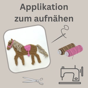 Pferd Häkelapplikation , Applikation Haflinger zum Aufnähen oder für die Schultüte Bild 4