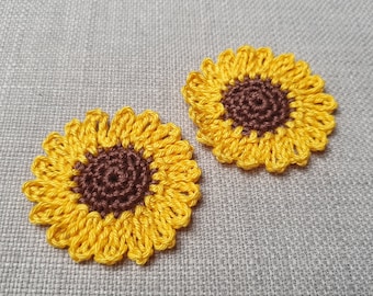 Handmade Sunflower Set - Crochet Flowers for Sewing, 5 cm