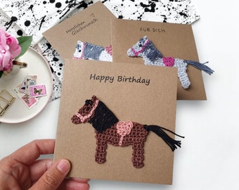 Carte cheval, carte de vœux durable, carte de vœux anniversaire, carte pour enfants et cavaliers