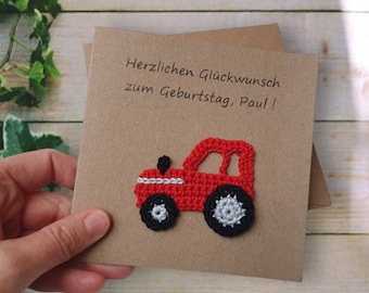 Traktor Glückwunschkarte für Kindergeburtstage, Vatertag und Trecker-Fahrer