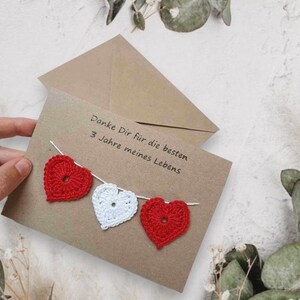 Kaart met hartjes, handgemaakte vouwkaart, jubileumkaart, verjaardagskaart liefde, wenskaart