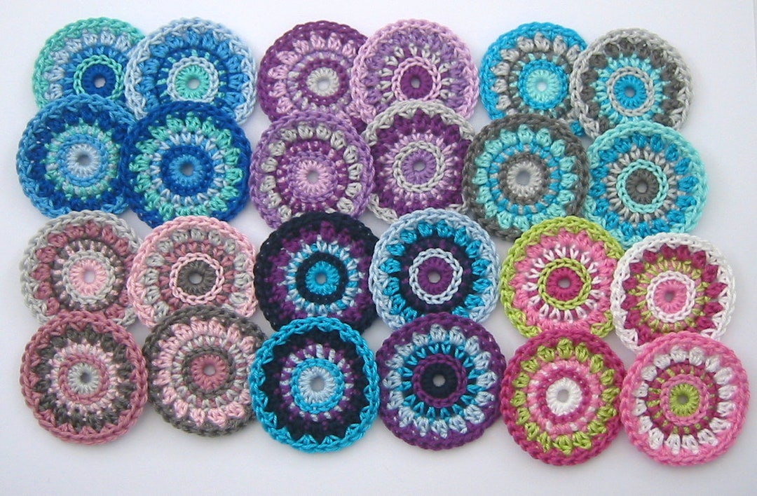 Circular Color Crochet Round Crochet Flower 5 Cm in Desired Colors Crocheted - Etsy