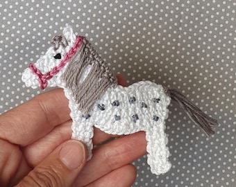 small crocheted horse mold crochet applique, apple mold applique to sew on