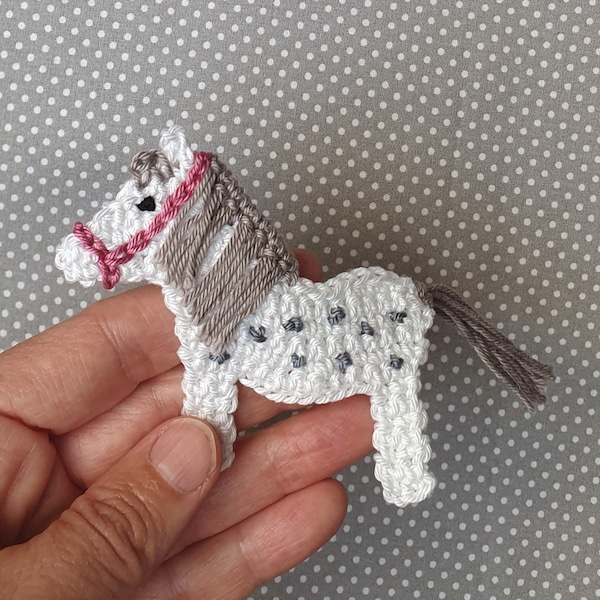 small crocheted horse mold crochet applique, apple mold applique to sew on