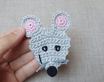 Mouse crochet applique for children's clothing and accessories - Mouse patch