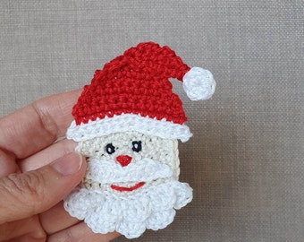 Santa Claus crochet applique, Saint Nicholas patch for Christmas