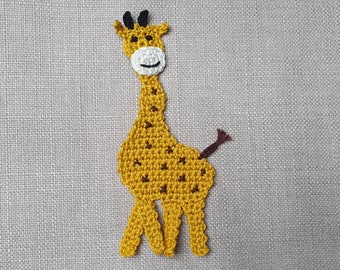 Crocheted giraffe patch – appliqué for baby clothes, bags, school cones – 15 cm cotton for sewing on