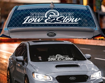 RW-24 JDM Rear Window Car Decal Windshield Sticker Banner Rocker Side Back Window 24&quot;/30&quot;/36&quot; Low & And Slow Life Is Better Lowered Stance