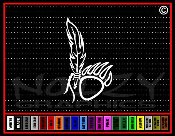 Feather #4 Native American Car Decal Window Sticker Wolf Bear Paw 20 COLORS!