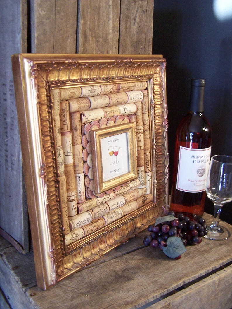 Wine Cork 3D Wall Art Art Nouveau Ornate Gold Bronze Frame