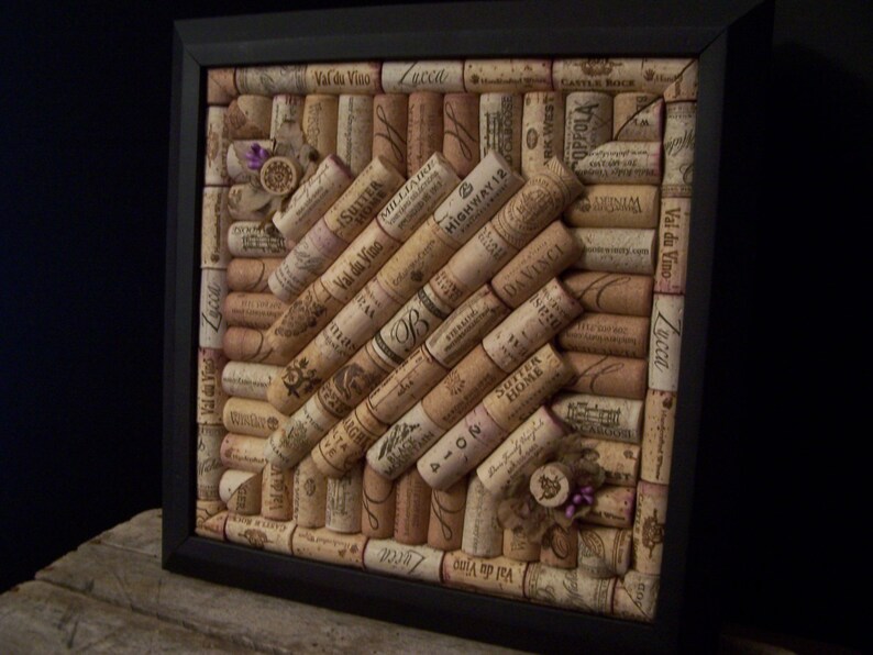Unique 3d Wine Cork Wall Art Creative Handmade Recycled Refurbished Ooak Home Office Gift Theme Functional Memo Board