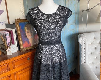 1950s Black Ribbon Dress