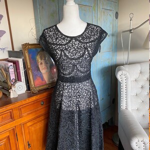 1950s Black Ribbon Dress