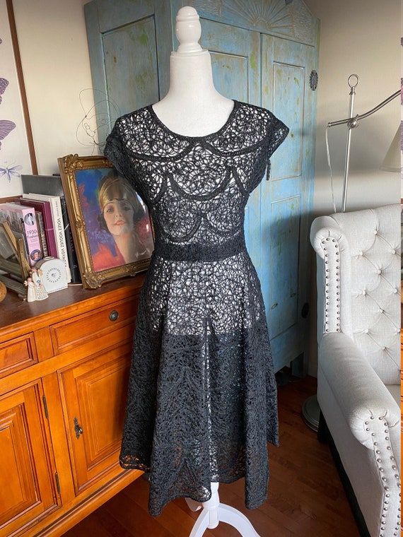 1950s Black Ribbon Dress