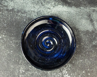 Porcelain Whisker Fatigue Cat Bowl: Hand-Glazed Cosmic Galaxy Dish