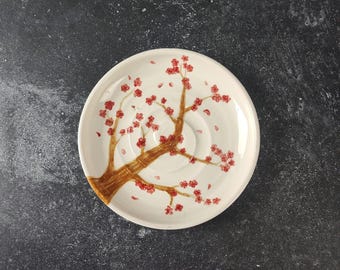 Handmade Ceramic Cat Bowl: Blossom Design, Whisker Fatigue Relief
